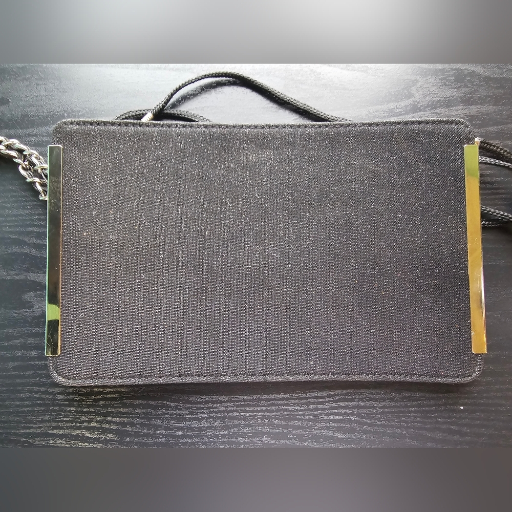 Kate Landry Sparkly Black Clutch with Silver Brooch OS - Picture 7 of 12